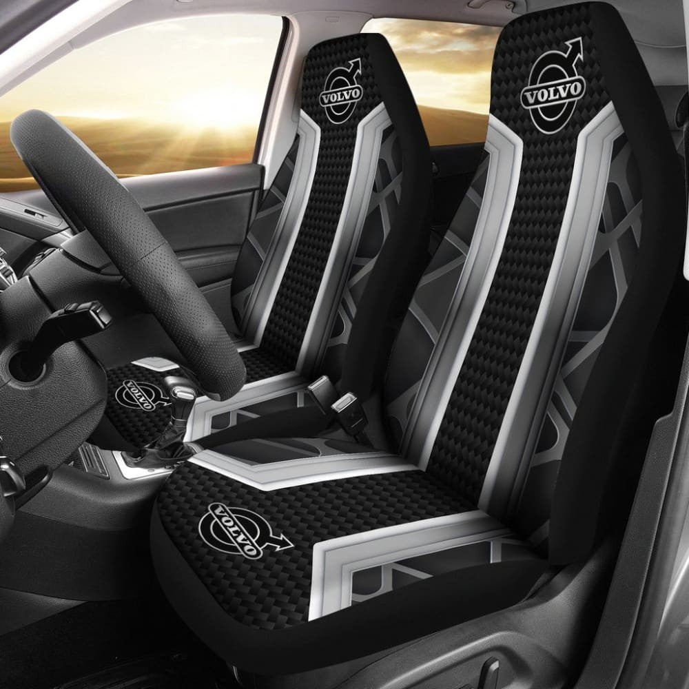 Amazing Volvo Silver Black Themed Printed Car Seat Covers