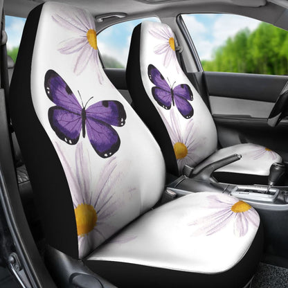 Floral Butterfly White and Purple Car Seat Covers