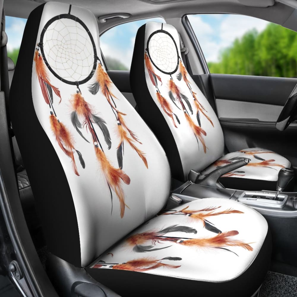 Native Dreamcatcher Orange Feather Car Seats Covers