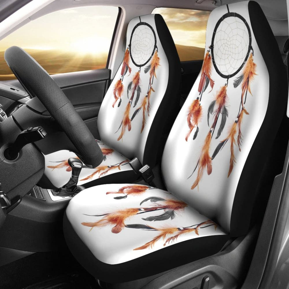 Native Dreamcatcher Orange Feather Car Seats Covers
