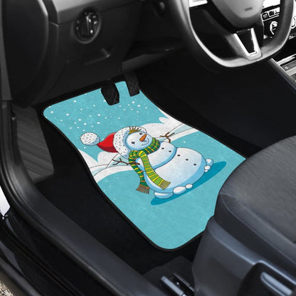 Cute Snowman Pattern Print Car Floor Mats