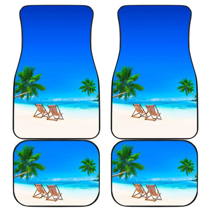 Beautiful Beach Car Floor Mats With Chairs And Palm Tree