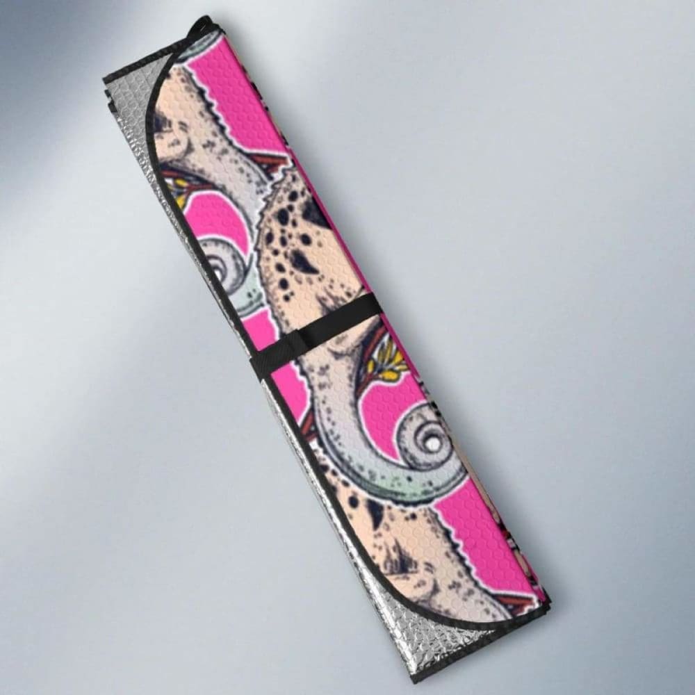 Chameleon Lizard Pattern Pink Background Car Auto Sun Shades