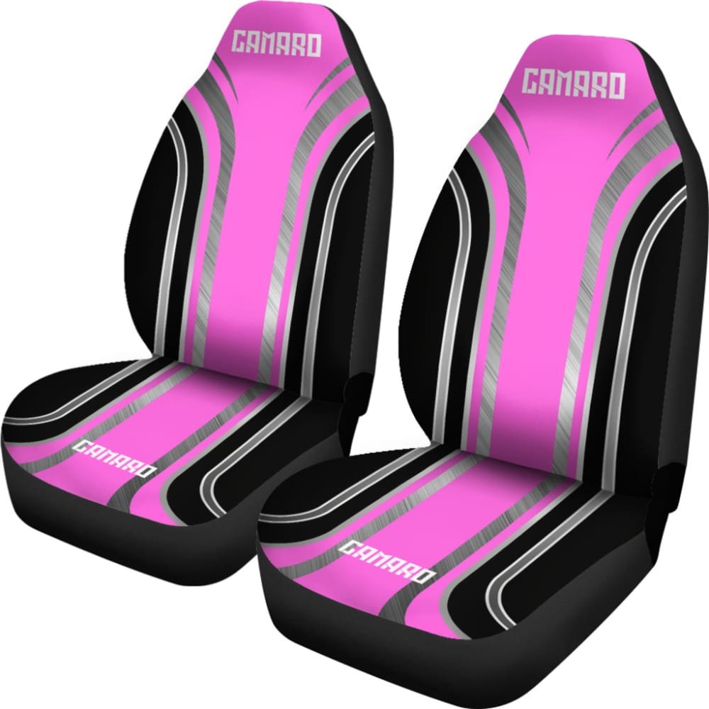 Pink Black Camaro White Letter Car Seat Covers
