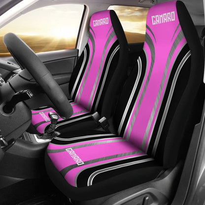 Pink Black Camaro White Letter Car Seat Covers