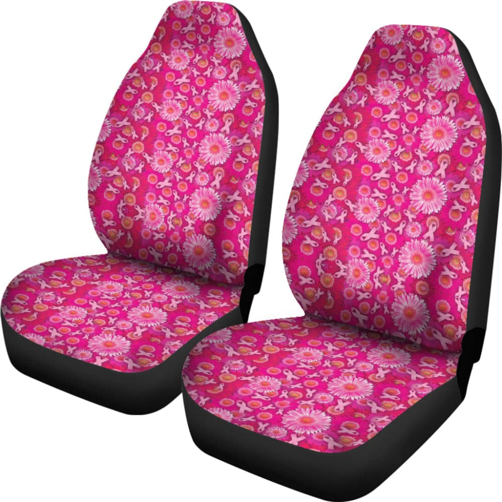 Flowers And Pink Ribbons Breast Cancer Car Seat Covers
