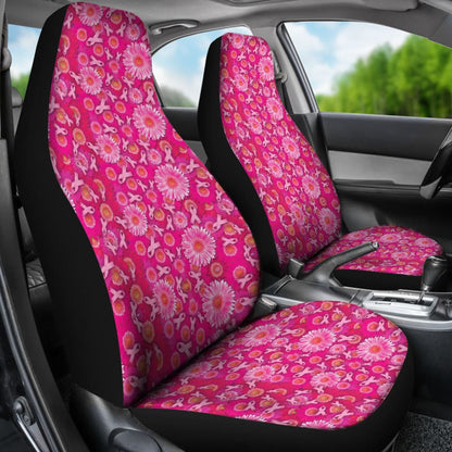 Flowers And Pink Ribbons Breast Cancer Car Seat Covers