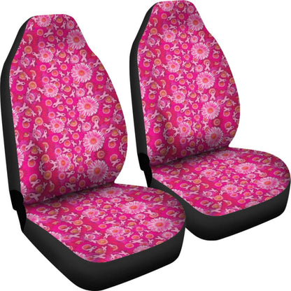Flowers And Pink Ribbons Breast Cancer Car Seat Covers