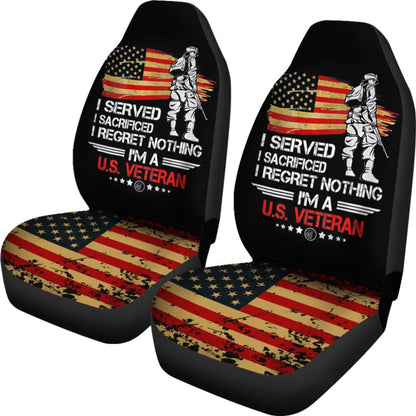 Us Proud Army Veteran Gifts I'M A U.S Veteran American Flag Car Seat Covers