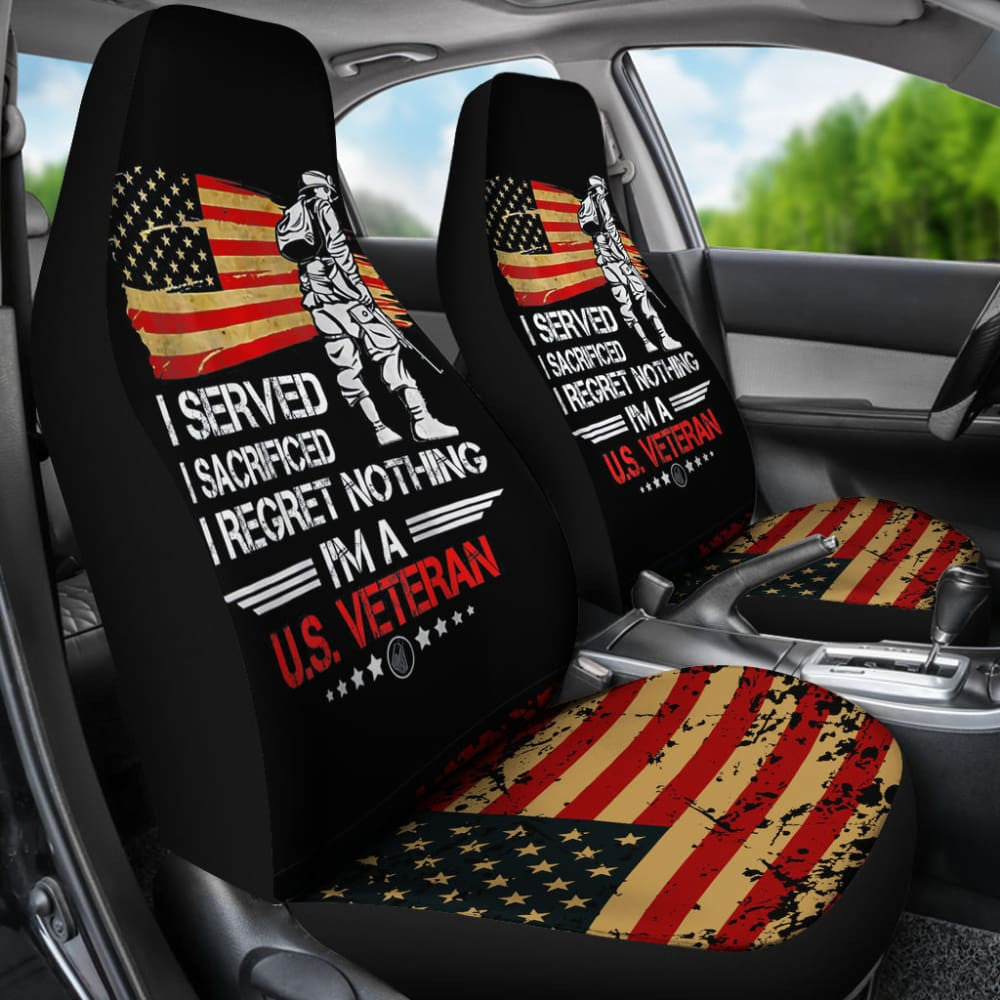 Us Proud Army Veteran Gifts I'M A U.S Veteran American Flag Car Seat Covers