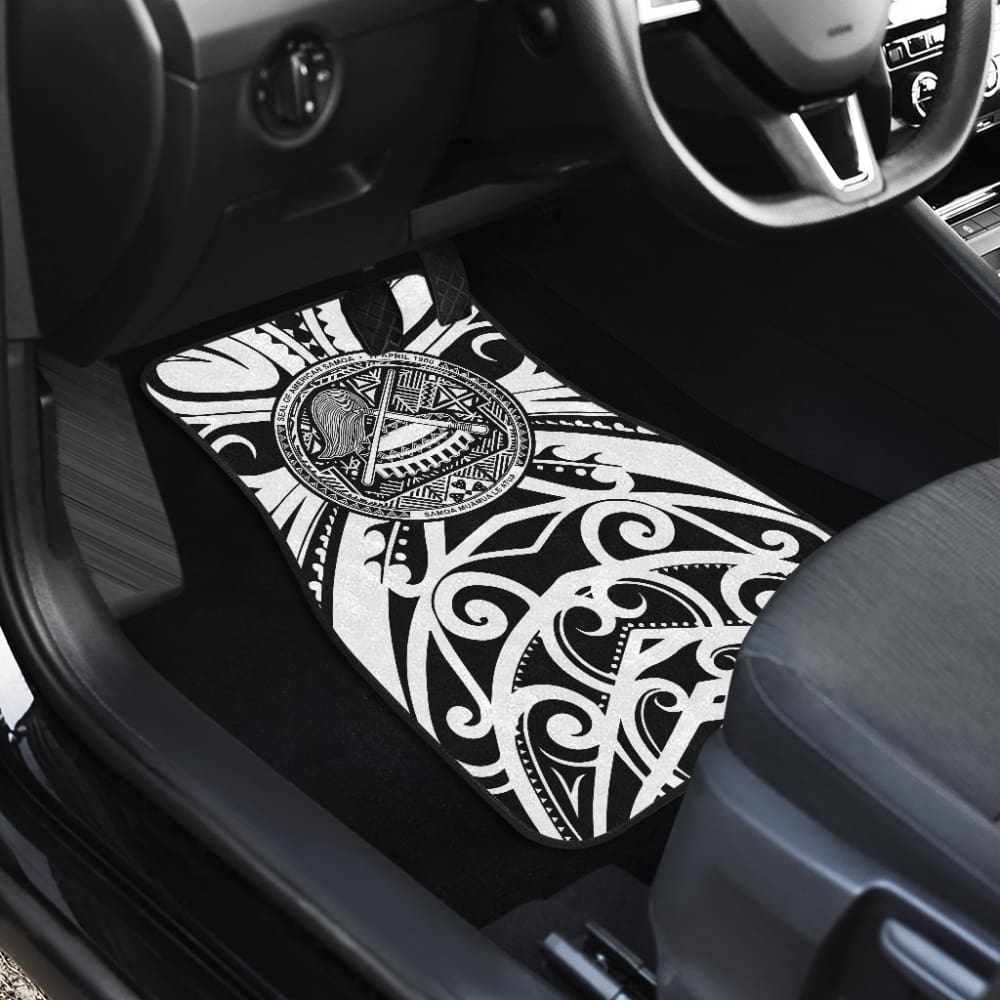 Samoa Custom Tatau White Patterns Car Floor Mats