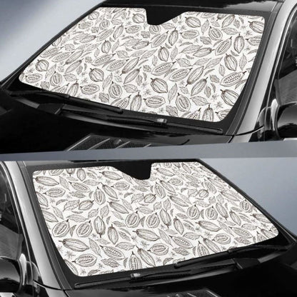 Cocoa Beans Leaves Pattern Car Auto Sun Shades