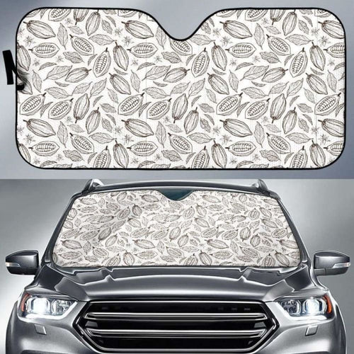 Cocoa Beans Leaves Pattern Car Auto Sun Shades
