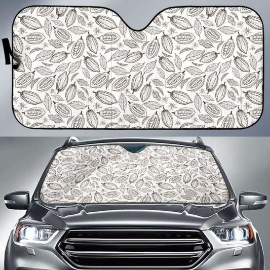 Cocoa Beans Leaves Pattern Car Auto Sun Shades