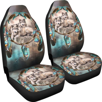 Car Seat Covers Native American Wolf Dreamcatcher