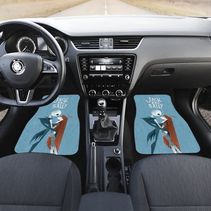 Nightmare Before Christmas Cartoon Car Floor Mats - Jack Skellington And Sally Kissing Retrowave Artwork Car Mats