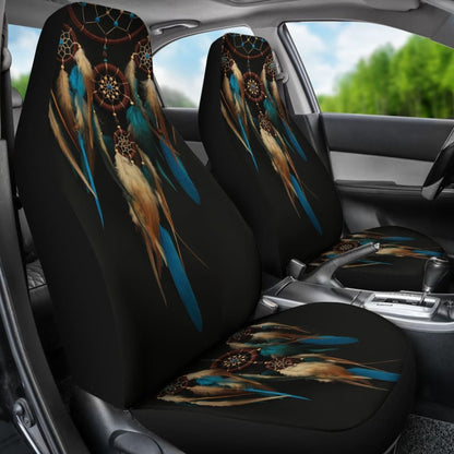 Native Dreamcatcher Blue Feather Car Seats Covers