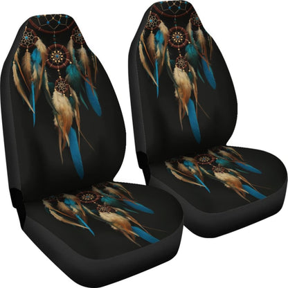 Native Dreamcatcher Blue Feather Car Seats Covers