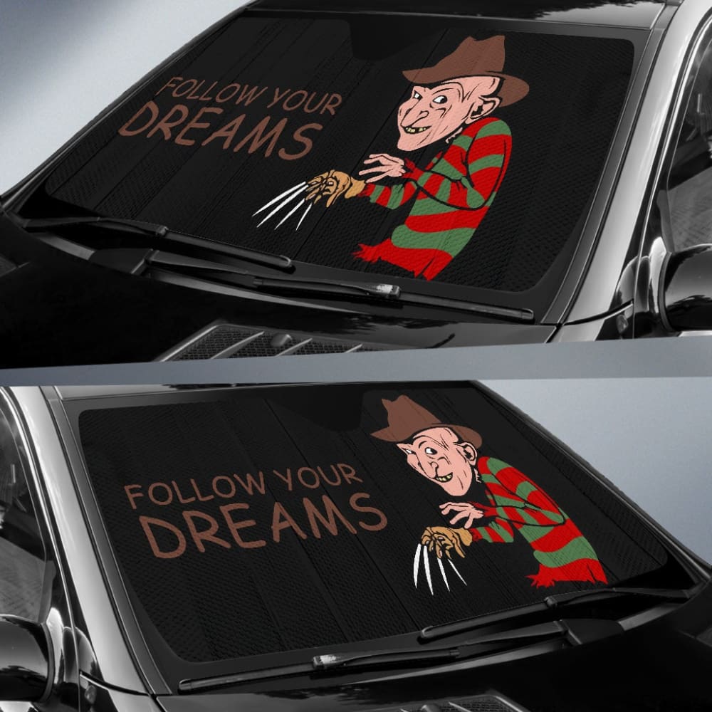 Freddy Krueger Follow Your Dreams Car Auto Sun Shades