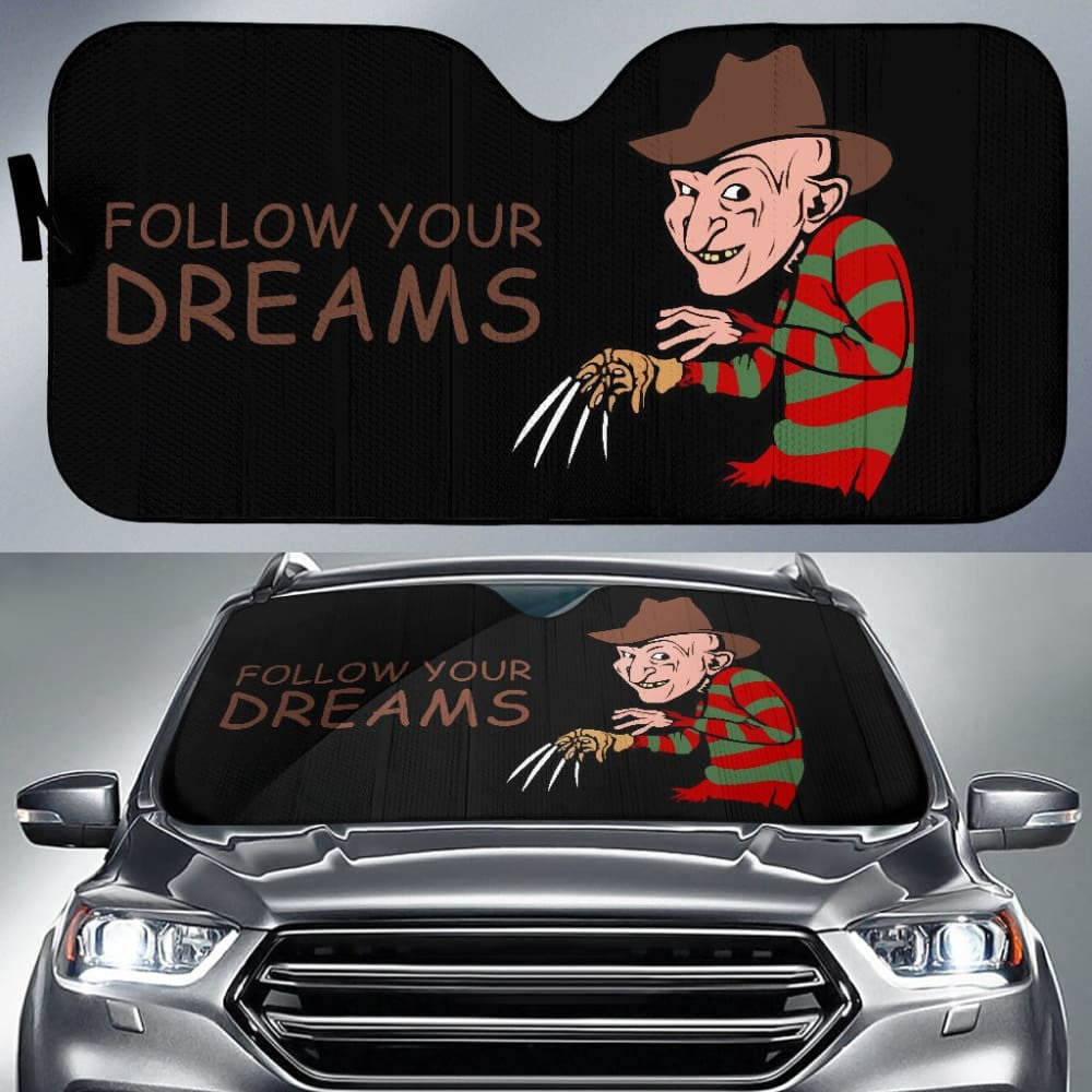 Freddy Krueger Follow Your Dreams Car Auto Sun Shades