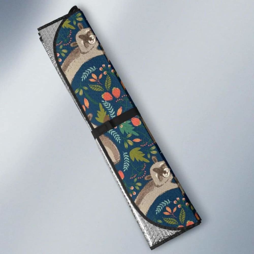 Raccoon Tropical Leaves Pattern Car Auto Sun Shades