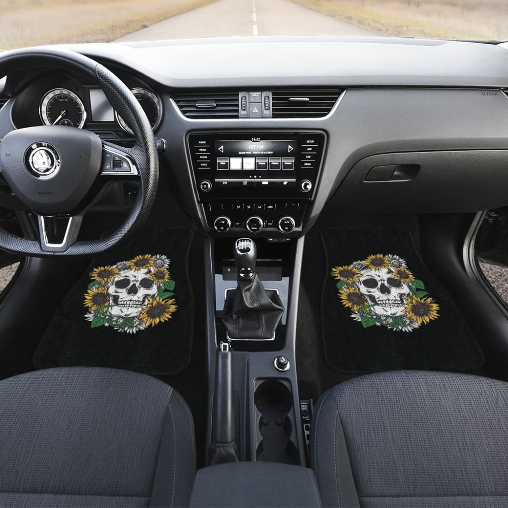 Skull Mix Sunflower Style Car Floor Mats