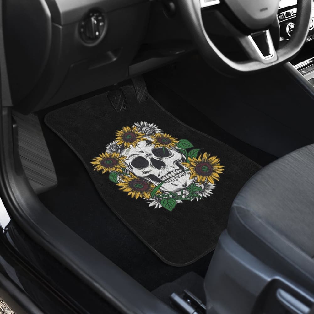 Skull Mix Sunflower Style Car Floor Mats