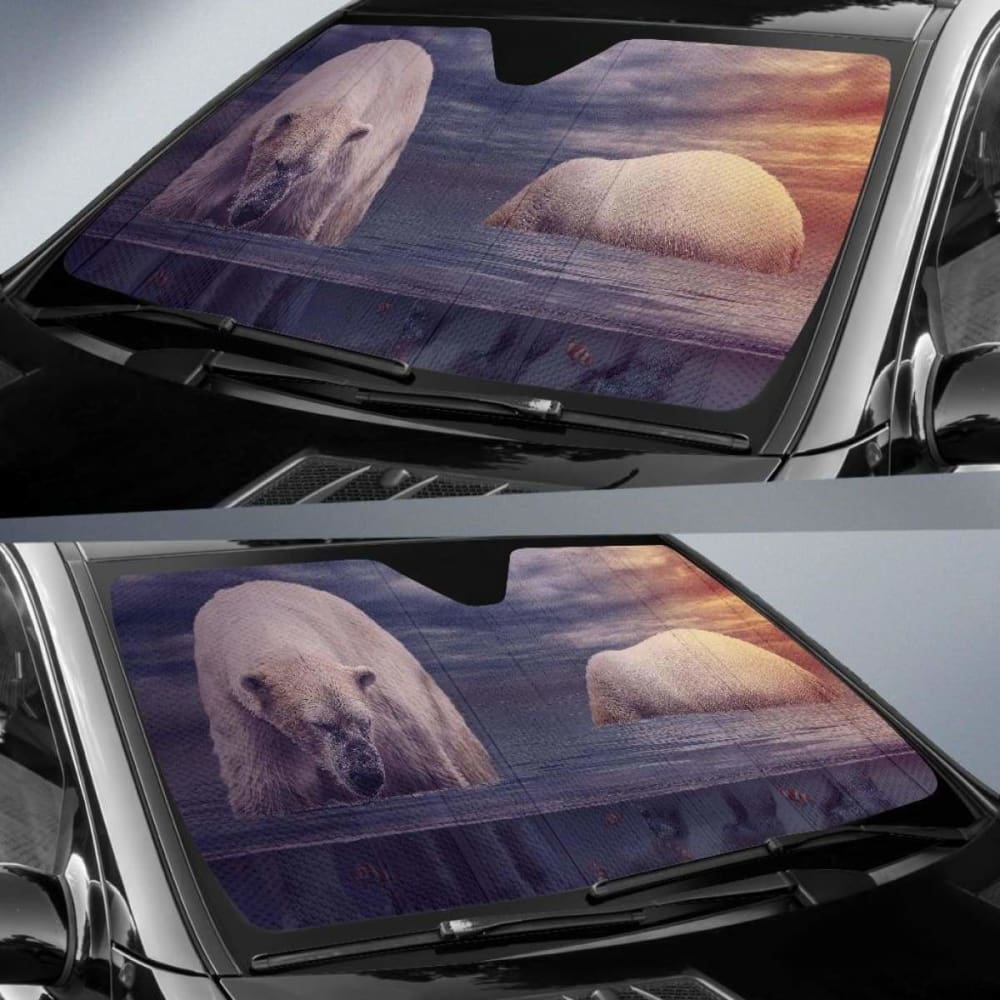 Polar Bears Ocean Underwater SunsetK K Car Sun Shade