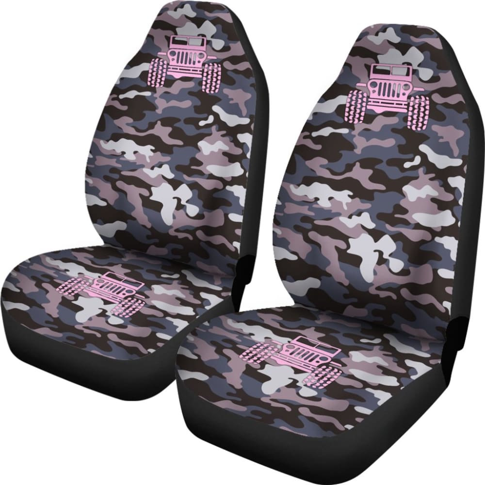 Violet Blue Camouflage Color Rosy Pink Jeep Car Seats Covers