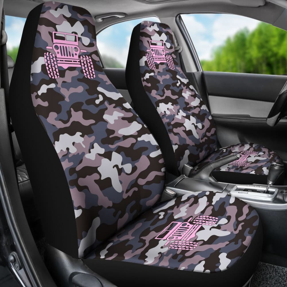 Violet Blue Camouflage Color Rosy Pink Jeep Car Seats Covers