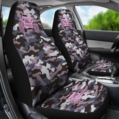 Violet Blue Camouflage Color Rosy Pink Jeep Car Seats Covers