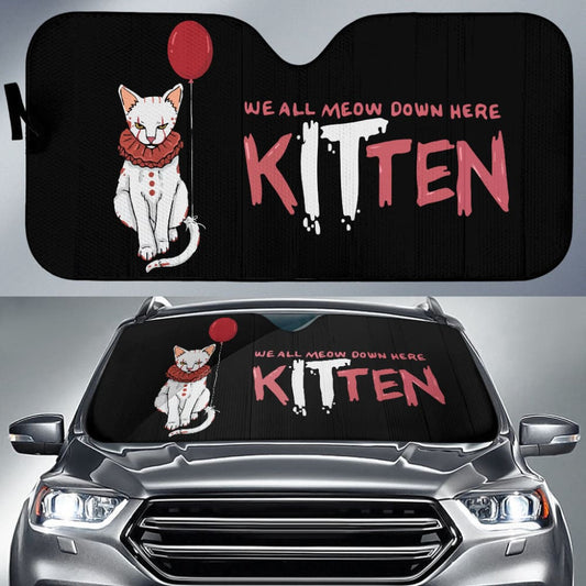 We All Meow Down Here KITten White Cat Pennywise Car Auto Sun Shades