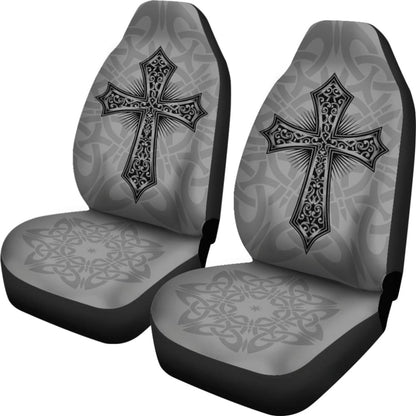Mystic Celtic Cross With Knot Black Themed Car Seat Covers