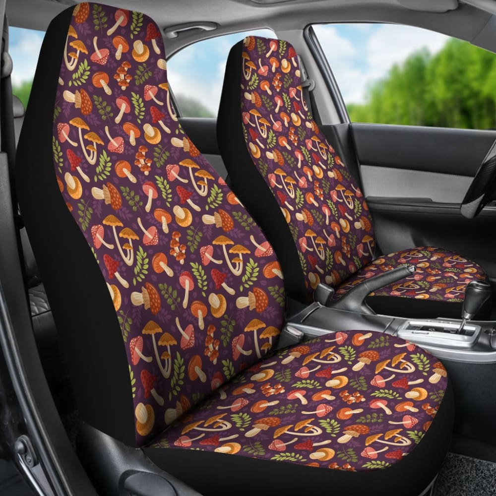 Cute Purple Mushroom Printed Car Seat Covers