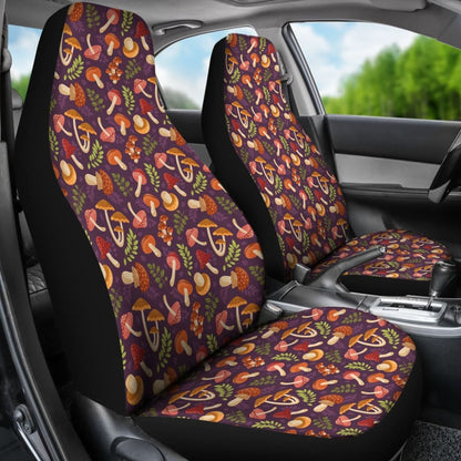Cute Purple Mushroom Printed Car Seat Covers