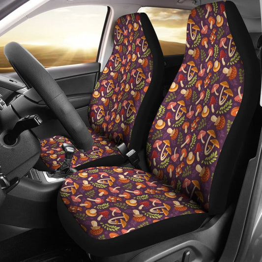 Cute Purple Mushroom Printed Car Seat Covers