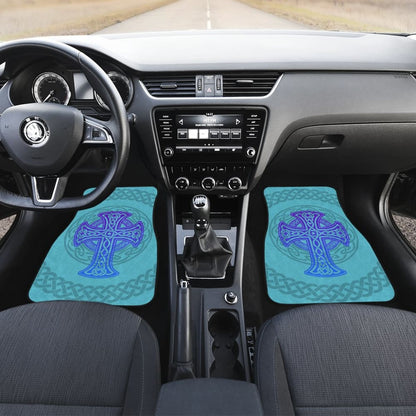 Celtic Cross Car Floor Mats Knot Circle Set Light Of Blue