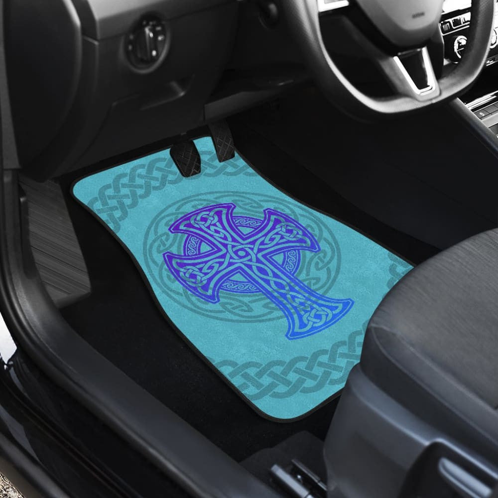 Celtic Cross Car Floor Mats Knot Circle Set Light Of Blue
