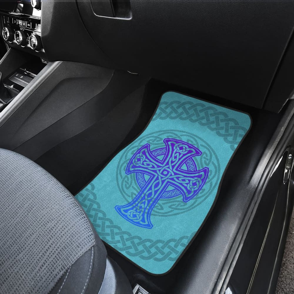 Celtic Cross Car Floor Mats Knot Circle Set Light Of Blue