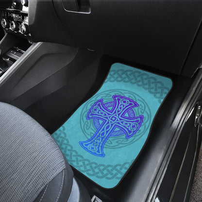 Celtic Cross Car Floor Mats Knot Circle Set Light Of Blue