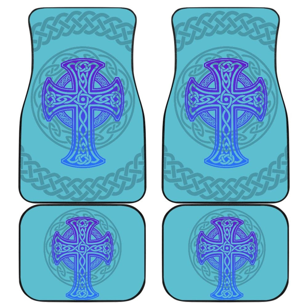 Celtic Cross Car Floor Mats Knot Circle Set Light Of Blue