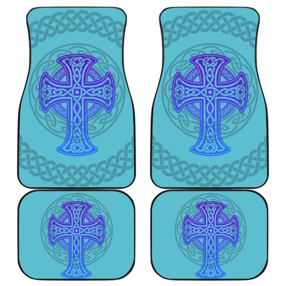 Celtic Cross Car Floor Mats Knot Circle Set Light Of Blue