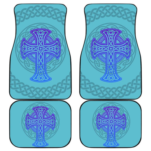 Celtic Cross Car Floor Mats Knot Circle Set Light Of Blue