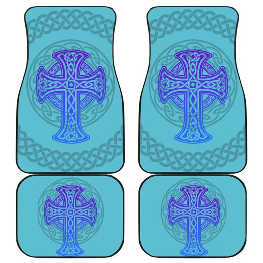Celtic Cross Car Floor Mats Knot Circle Set Light Of Blue