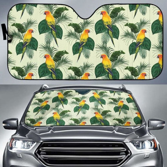 Beautiful Parrot Palm Leaves Pattern Car Auto Sun Shades