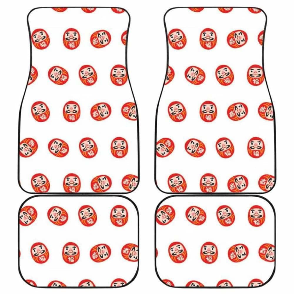 Daruma Japanese Wooden Doll Pattern Front And Back Car Mats