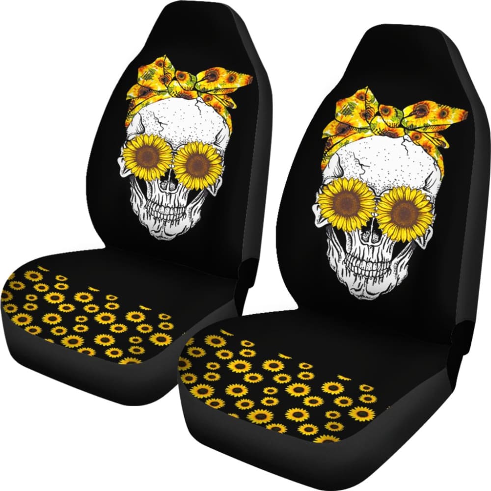 Sunflower Sunshine Skulls Car Seat Covers