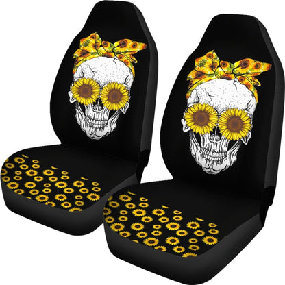 Sunflower Sunshine Skulls Car Seat Covers