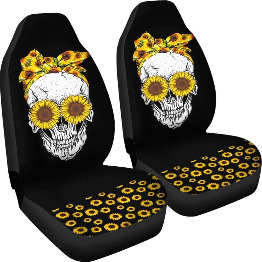 Sunflower Sunshine Skulls Car Seat Covers