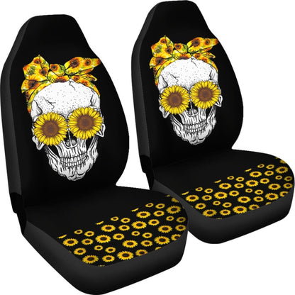Sunflower Sunshine Skulls Car Seat Covers